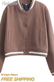 Yipinpay TRAF Fashion 2023 Woman Baseball Jackets for Women Casual Chic Coats Female with Pocket Spring Jacket Ladies New Outerwear