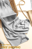 Yipinpay Summer Acetate Satin Women's Wide Leg Pants High Waist Casual Elegant Saggy Ice Silk Woman Trousers Loose Capris Pants