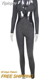Yipinpay Low Cut Long Sleeve Glitter Jumpsuits Women Mesh Patchwork Camisole One Piece Rompers 2023 Summer Fairy Gunge Clothes 920