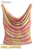Yipinpay Tie Dye Satin Skirt Women High Waist Midi Skirt Women Summer Long Skirts For Women Fashion 2023 Elegant Women's Skirts Sets