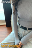 Yipinpay Turtleneck Sweater Women Autumn Casual Thin Long Sleeve Tops Base Knitted Sweaters Solid Color Slim Stretch Pullovers
