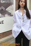 Yipinpay White Shirt Women Single-breasted Oversized Loose Vintage Long Sleeve Blouses Female Fashion Korean Oversize Blusa Top