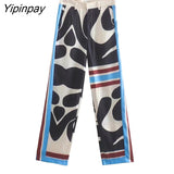 Yipinpay Women's Suit Batwing Sleeve Blouse With High Wasit Pants 2 piece Sets 2023 Womens Outfits Loose Elegant Office Ladies Sets