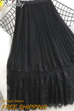 Yipinpay Fashion High Waist Tulle Midi Skirts Woman Lining Mesh Lace Patchwork Kawaii Harajuku Dance Bridesmaids Skirt Women
