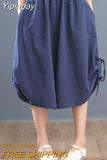 Yipinpay Summer Cotton Linen Oversized Loose Women's Pants Bloomers Wide-leg Pants Flares Elastic Waist Ladies Cropped Skirt Pants