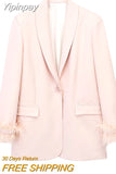 Yipinpay Fashion Woman Blazers 2023 Long Sleeve Casual Straight Feathers Women's Suit Female Chic Elegant Blazer Suits Coats New In