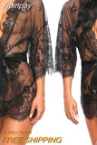 Yipinpay Women Lingerie Lace Night Dress Sleepwear Nightgown Bandage Deep V G-String See Through Sexy Sheer Sleep Dress 2023 Silky
