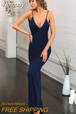 Yipinpay Spaghetti Strap Slit Bodycon Dress Party Elegant Evening Dresses Vestidos Women Backless Wrap Long Dress Vintage Wear