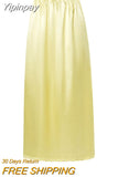 Yipinpay Women Half Slip Underskirt Summer Fall y2k Clothes Solid Color Elastic Waist Inner Lining Midi Skirt Long Underskirt for Ladies