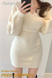 Yipinpay De Mujer Sexy V Neck Black Wrap Hip Off The Shoulder Sweater Dress Mini Wild Casual Grey Women Knit Dress Bodycon 2023