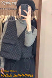 Yipinpay Women's Waistcoat Fashion Drawstring Solid Color Cotton Waistcoats Sleeveless Outerwear Winter Vest Jacket Female Black
