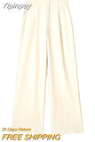 Yipinpay Gray Striped Pants Women High Waist Baggy Pants Woman Office Casual Summer Women's Pants Y2k Streetwear Wide Leg Trousers