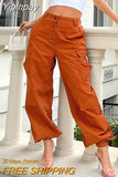 Yipinpay Autumn Button Pocket Green Overalls Women Y2k Pant 2023 Casual Loose Elastic Cuffs Street Party Hot Girl Fashion Workwear