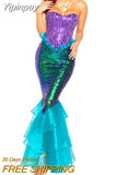 Yipinpay Princess Carnival Halloween Costumes for Women Sequins Fancy Clothing Sexy Ariel Party Deluxe Vestidos Dress 2023