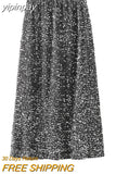 yipinpay Elegant Long Straight Skirts Women Sequins Split Luxury Vintage Office Ladies High Waist Pencil Skirt Korean Fashion