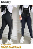 Yipinpay Design Eyelet Buckled Suspender Jumpsuit 2023 Summer Female Fashion Romper Fashion Outfits