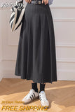 yipinpay Elegant High Waist Suit Skirts Women With Belt Chic Casual Korean Fashion Black Slim Office Ladies A-line Skirt Summer