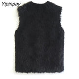 Yipinpay 2023 Winter Women Faux Fur-effect Vest Thicked Warm Single Breasted Sleeveless Jacket Coat Ladies Solid Vest Outwear Tops