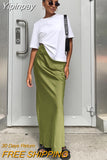 Yipinpay Long Black Skirt Satin Women 2023 Summer High Waist Casual Fashion Slim Imitation Silk Mermaid Maxi Skirt Elegant Female