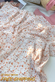 yipinpay 2023 Summer Chiffon Skirts Women Kawaii Korean Casual Elegant High Waist A-line Skirt Female Floral Print Sweet Faldas