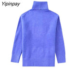 Yipinpay Soft Solid Women Knitted Sweater 2023 Autumn Winter Warm Turtleneck Long Sleeve Female Pullover Chic Sweet Tops