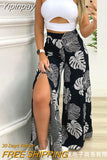 Yipinpay autumn women's printed Split Leg Pants Set