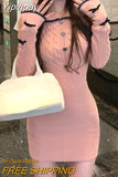 Yipinpay Knitted Sweater Dress Woman Slim Sexy Bodycon Y2k Mini Dress Elegant Party One Piece Dress Korean Casual 2023 Autumn Chic