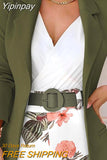 Yipinpay Sleeve Blazer & Floral Print Shorts Set with Belt Women Casual New Fashion 2023 Female Clothing Outfits Suit