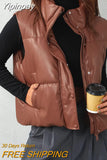 Yipinpay Women Fall Winter Puffer Vests Jackets Warm Sleeveless Coats Harajuku 2023 y2k Clothes Luxury Vintage Crop Waistcoat Streetwear