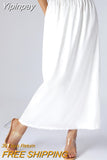Yipinpay Women Half Slip Underskirt Summer Fall y2k Clothes Solid Color Elastic Waist Inner Lining Midi Skirt Long Underskirt for Ladies
