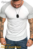 Yipinpay Men Casual Short Sleeve Tops Slim Fit Bodybuilding Muscle T-Shirt Summer Workout Sport Shirts Skin-Friendly Comfortable