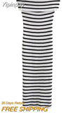 Yipinpay Off Shoulder Knitted Dresses For Women Striped Midi Bodycon Dress Women Black White Sexy Long Dress Woman Summer Dresses