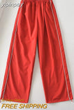 yipinpay Sweatpants Women Basic Y2K Cargo Pants 2023 Striped Baggy Track Pants 90s Joggers Casual Streetwear Low Rise Harem Capris