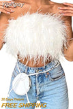 Yipinpay Women Clothes Artificial Fur Feather Vest Summer 2023 Sleeveless T-shirts Strapless Fluffy Backless Slim Tube Tops Streetwear