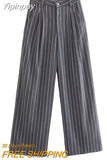 Yipinpay TRAF 2023 Fashion Striped Woman Pants Sets Women's Blazer + Pants Two Piece Set for Women Chic Elegant Ladies Trouser Sets