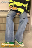 yipinpay Size Women's Jeans High Waist Straight Baggy Fashion Pants Streetwear Harajuku Vintage Casual Female Wide Leg Denim Trouser