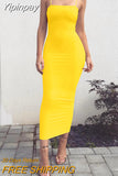 Yipinpay Spaghetti Strap Backless Sexy Long Dress Party Off Shoulder Strapless Summer Maxi Dress Black Bodycon Dress Women 2023