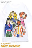 Yipinpay Fashion Print Woman T-shirts O-Neck Women's T-shirts Summer 2023 Short Sleeve Tee Ladies Casual Graphics t Shirts Top New