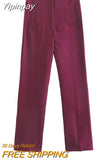 Yipinpay Women's Pants High Waist Pants For Women 2023 Spring Streetwear Pink Green Pants Multicolor Office Wear Woman Trousers 920