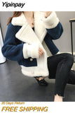 Yipinpay winter new in outerwear chic loose knit integrated thick cardigan varsity jacket women lamb wool coat women fashion short