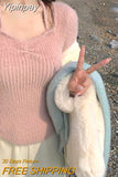 Yipinpay Spring Slim Knitted Y2k Tops Woman Pure Color Korea Fashion Pullover Clothing Chic Casual Long Sleeve Sweater Female Design