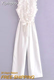 Yipinpay Ruffle Black Jumpsuit Women Elegant Long Jumpsuits Woman 2023 Sleeveless Party Summer Woman Jumpsuit New Women's Overalls
