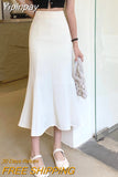 Yipinpay High Waist Wrap Hip Black Fishtail Skirt Women Long Korean Office Lady Elegant Faldas Mujer Moda 2023 Fall Mermaid