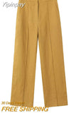 Yipinpay Fashion Women's Pants 2023 Linen Straight Pant for Women Chic Elegant High Waist Casual Trousers Ladies Summer Pant