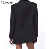 Yipinpay Women Winter Fashion Rivet Jacket Coat 2023 Vintage Long Sleeve Female Thick Warm Outerwear Double Breasted Chic Tops