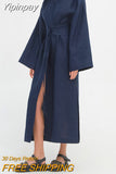 Yipinpay Cotton Linen Long Green Summer Dresses Woman Belt Notched Office Women Dress A-Line Elegant Split Dress Robe Femme