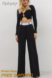 Yipinpay Patchwork Women Baggy Pants Spring 2023 Pleated Classy Black Trousers Streetwear Contrast Mid Waist Loose Pants Lady