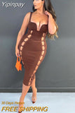 Yipinpay Sexy Hollow Out Bodycon Long Dress For Women Summer Suspender Backless Dresses Femme Y2K Beachwear Night Party Vestidos