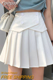 Yipinpay Pleated Skirt Women Kawaii Black Patchwork High Waisted Mini Skirts for Girls Summer Korean Fashion Preppy Style Elegant