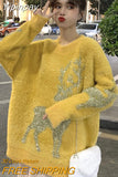 Yipinpay Vintage Christmas Sweater Women Korean Fashion Y2k Womens Knitwear Casual Outfits Thick Sweaters Elegant Tops 2023 Women